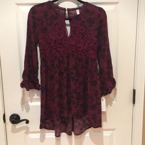 Berry and Black Patterned Tunic